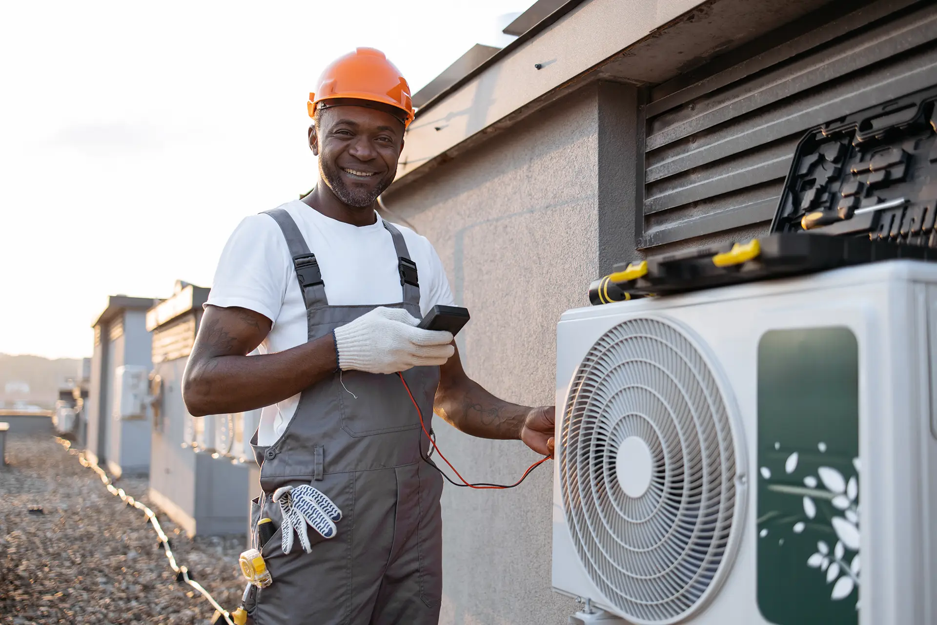 Man by HVAC Unit